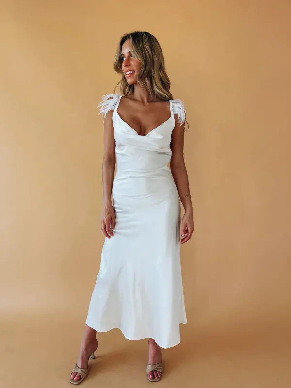 Natalia Feather Detail Maxi Dress