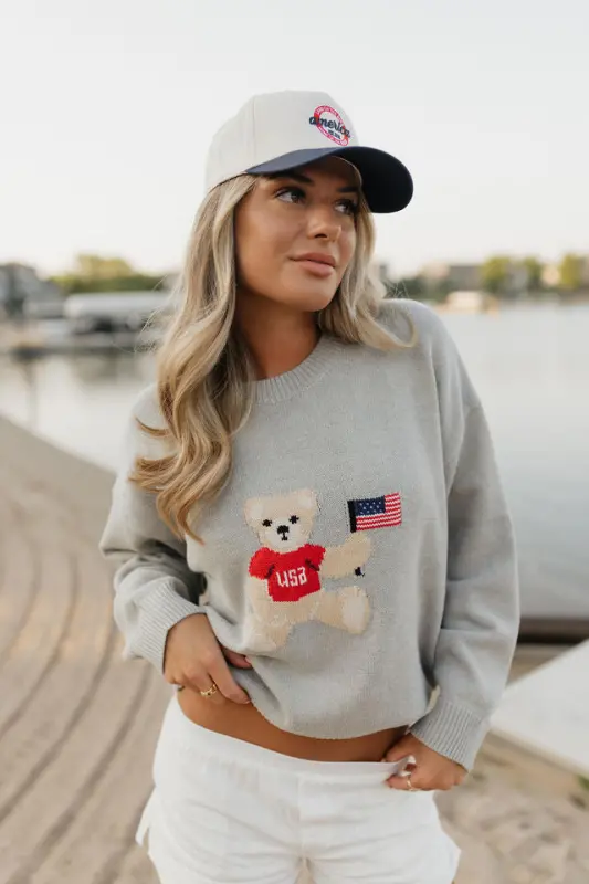 Grey America Teddy Bear Sweater